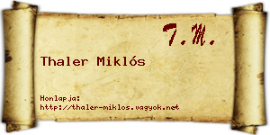 Thaler Miklós névjegykártya